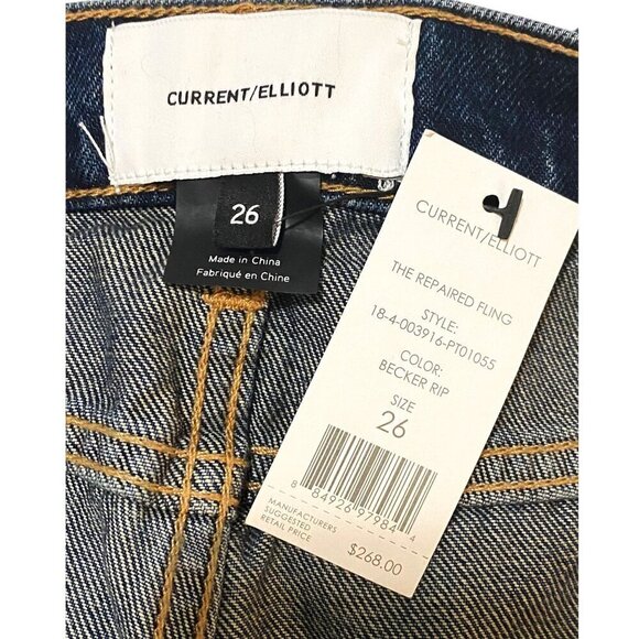 Current/Elliott The Repaired Fling Distressed Crop Jeans size 26, New with Tag - Picture 5 of 16